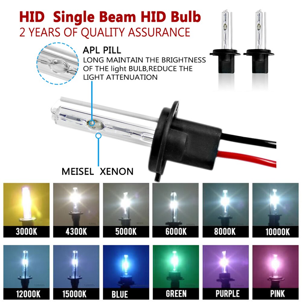 Xenon 35w dc slim ballast kit hid xenon  h7 frontlys pære  h1 h3 h11 h7 xenon hid kit 4300k 6000k bytt halogenlampe auto lys
