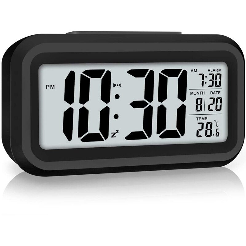 LED Display Digital Alarm Clock Snooze Battery Clock with Date Calendar Temperature for Bedroom Home Office Travel: Default Title
