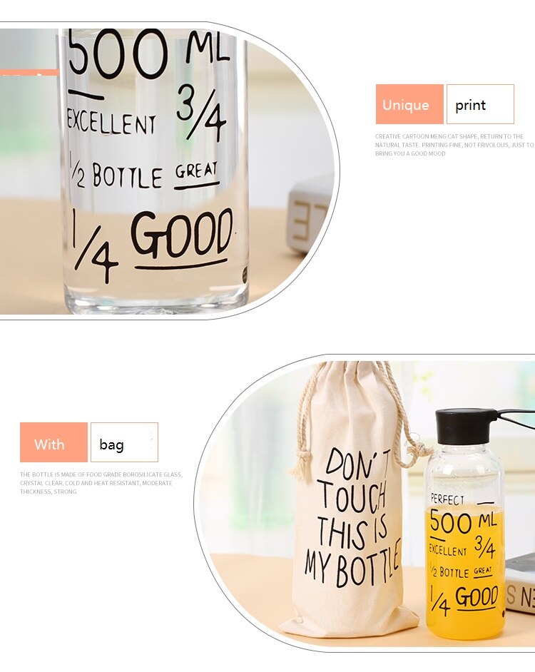 Bouteille de boisson portable 500ml pour l'école | , avec sac, secoueur de protéines BPA, bouteilles d'eau pour les filles de l'école