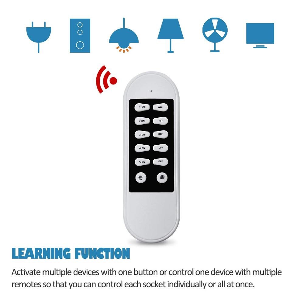 Nashone RC100 interruttori della luce di controllo a distanza Senza Fili per Uso Domestico Elettrodomestici, interruttore senza fili, 1 A Distanza 3 presa di corrente, fino a 100ft