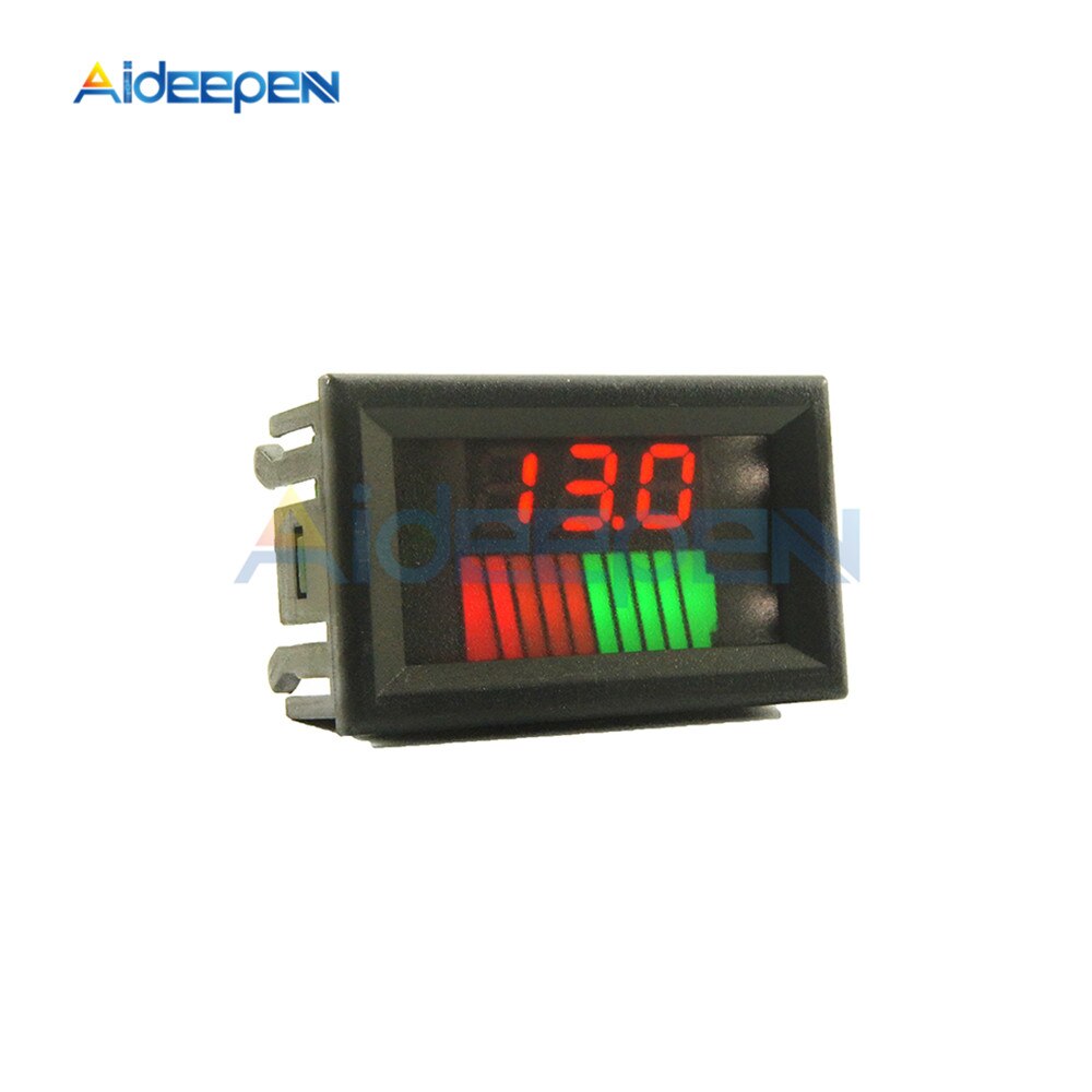 10 Segment LED Battery Level Bar Graph 12V/36V/60V 24V/48V/72V Lithium Battery Capacity Meter Charge Indicator Battery Tester