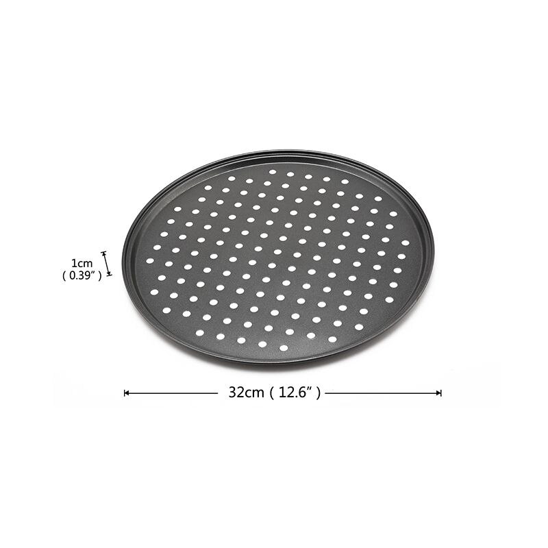 Bandeja para hornear pizzas antiadherente de acero al carbono bandeja de 32cm plato de Pizza soporte para platos horno doméstico para cocina herramientas Accesorios