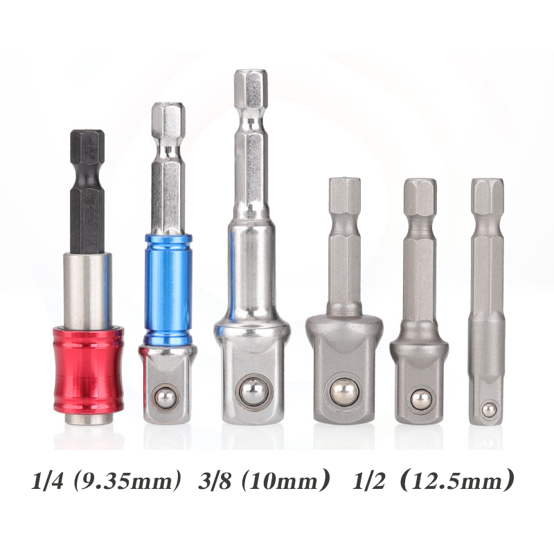 Socket Adapter Set Hex Shank to 1/4 3/8 1/2 Inch Impact Driver Drill Bits