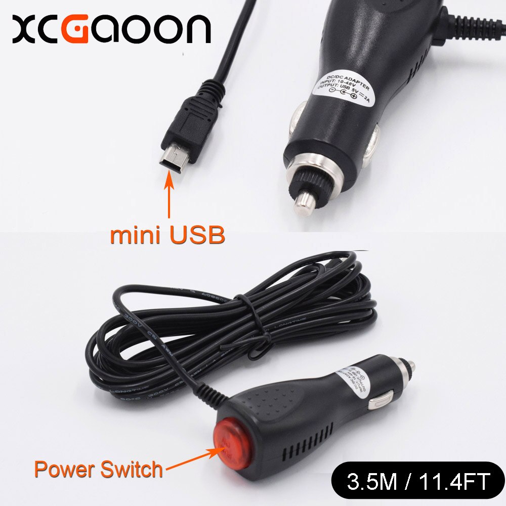 XCGaoon 3.5 meter 10 Stuk mini USB Autolader Adapter voor Auto DVR Camera Video Recorder/GPS, input 12 V-24 V Output 5 V 2A