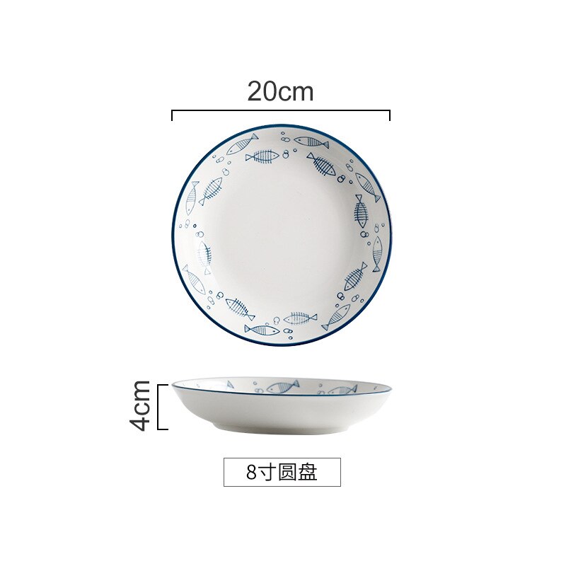 Japansk stil keramik mattallrik skål mat porslin nudlar biff soppskål barn frukost dekorativ servis tallrik: 8 tums platta