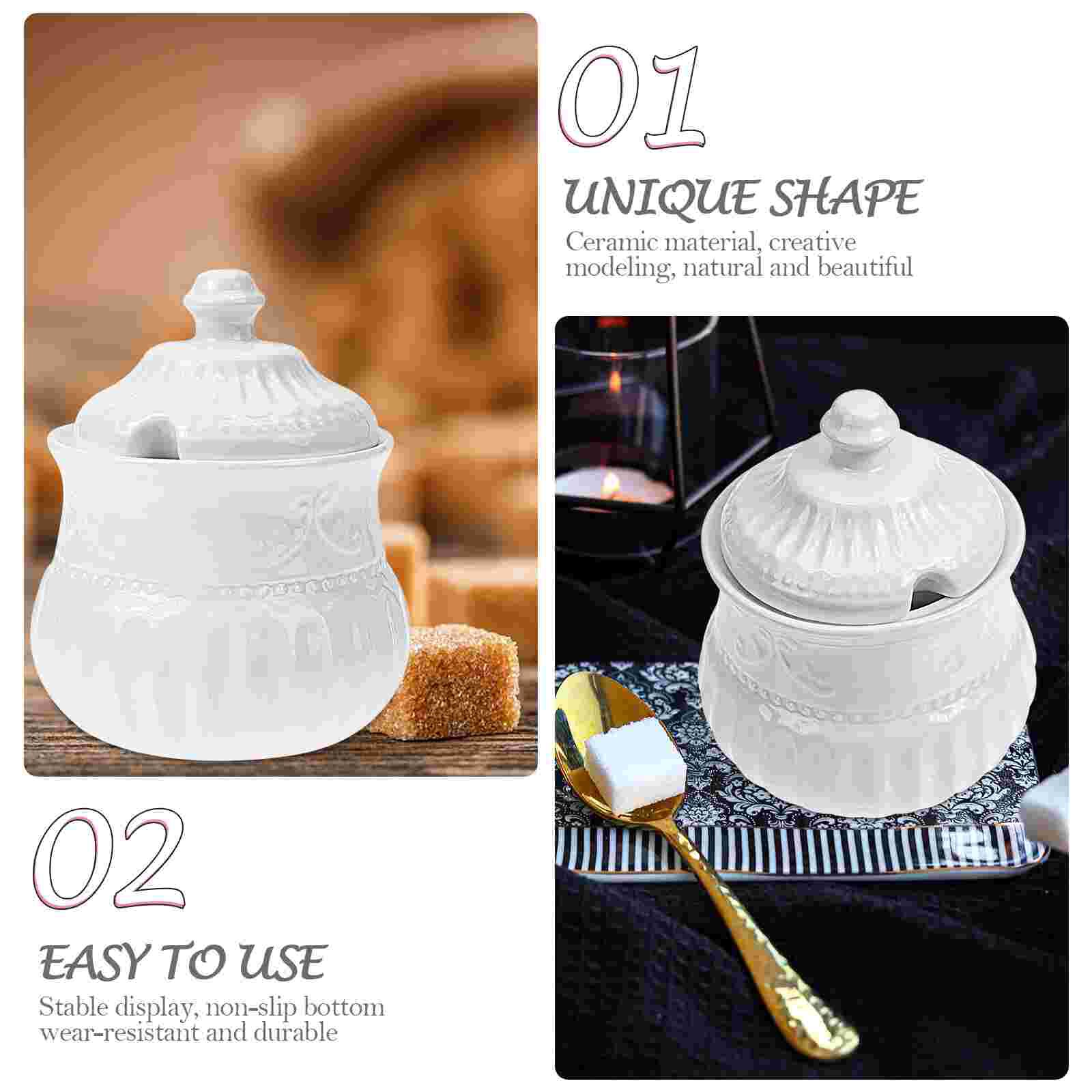 Ceramic Coffee Candy Holder Sugar Storage Jar Seasoning Jar Kitchen Supply