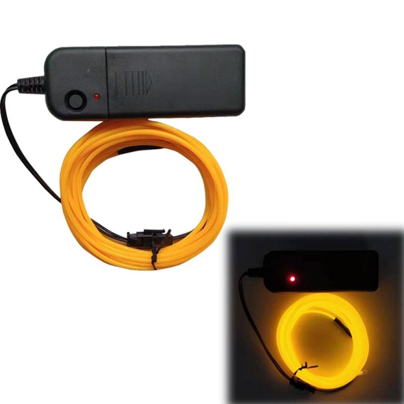 Di incandescenza Legare di EL Luce Al Neon Auto Luci Della Stringa Decorazione Auto Luce Al Neon Lampada A LED Flessibile Ha Condotto La Luce di Striscia di Accessori Auto interno Più Nuovo: yellow