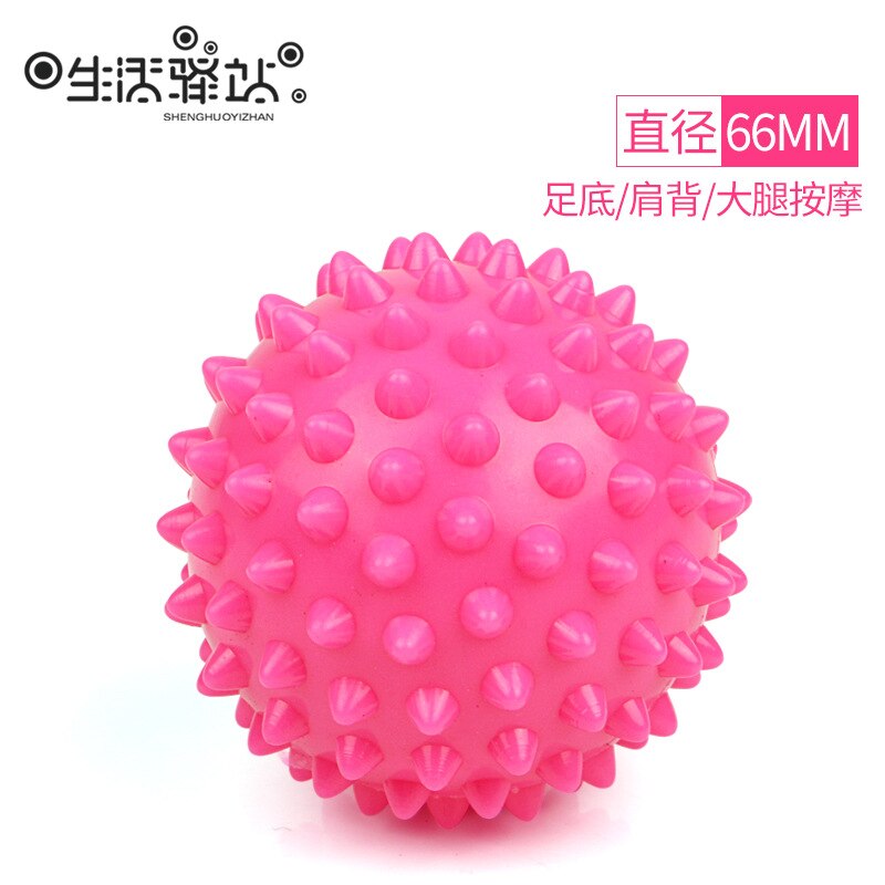 Hand Ball Fitness by Plantar Foot Hedgehog Film Massage Ball Fascia Yoga Relaxing Muscle Peanut Balls Massage Ball: Hollow Hard Acanthosphere  Pink