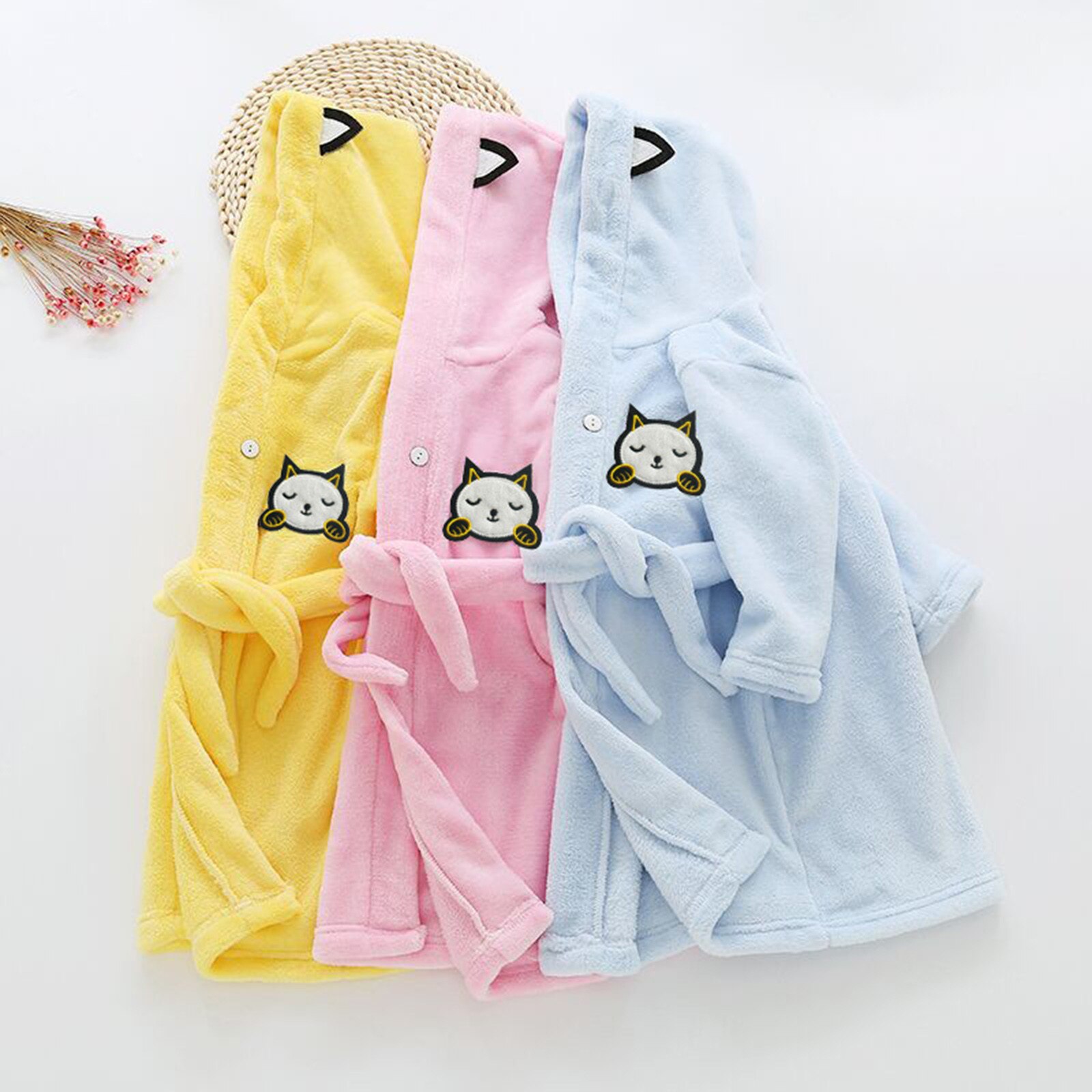 Cartoon Children's Boys Bathrobe Long Sleeve Hooded Kids Robe Lovely Baby Girl Clothes Spring Autumn Children Clothing#G30