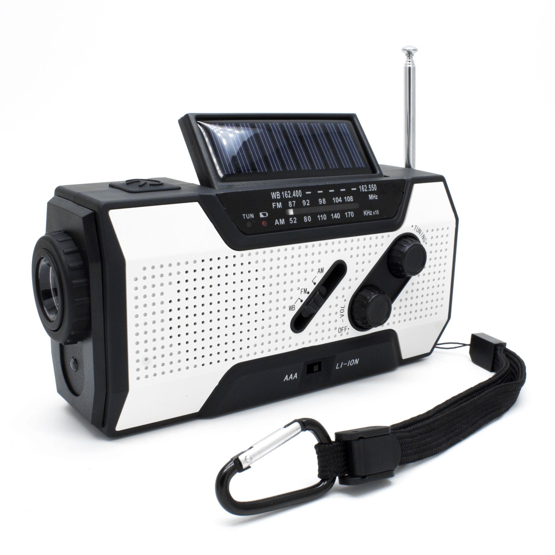 Rádio de emergência portátil multifuncional rádio de prevenção de desastres de rádio 2000mah solar com lanterna led solar powerbank rádio: white