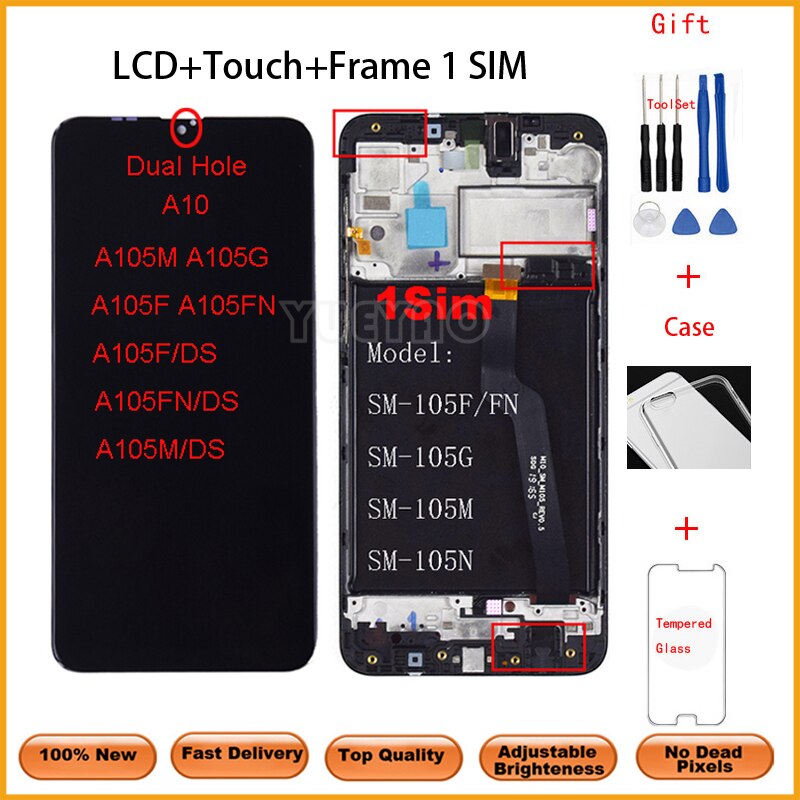 6.2 "LCD Per Samsung Galaxy A10 A105 A105F SM-A105F Display LCD sostituzione Dello Schermo Digitizer Assembly con la Struttura: A10 1SIMFrameWithGif