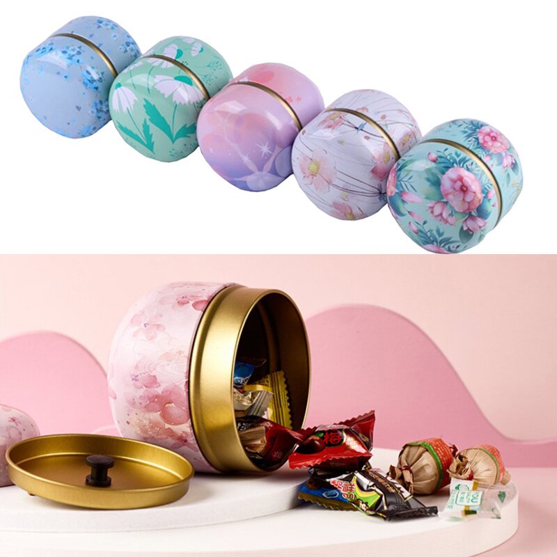 Tea Cans Retro Floral Tin Cans Tea Storage Box Wedding Candy Box Box Sealed Food Packaging Jars Candle Jars
