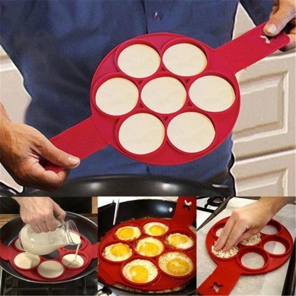 1Pcs Silicone Non Stick Fantastische Ei Pannenkoek Maker Ring Keuken Bakken Omelet Mallen Flip Fornuis Ei Ring Mold
