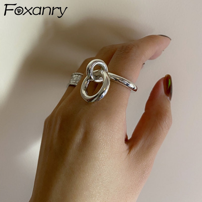 Foxanry 925 Sterling Silver Engagement Rings for Women Couples Circle Pendant Birthday Party Jewelry