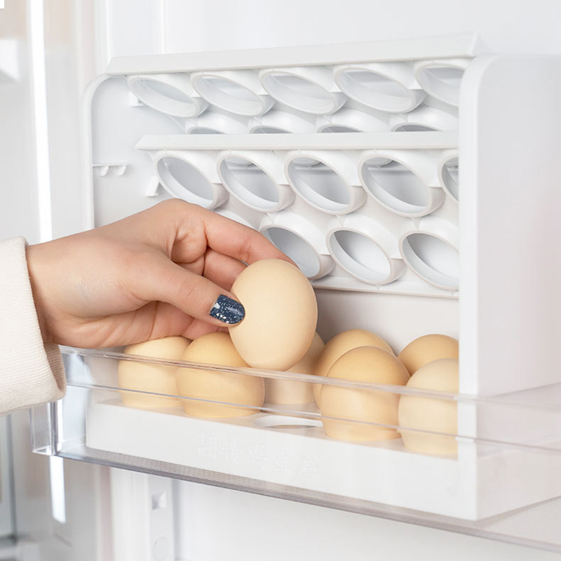 Egg Storage Box Three Layers Flip Refrigerator Egg Storage Holder Organizer Home Kitchen Egg Food Storage Container