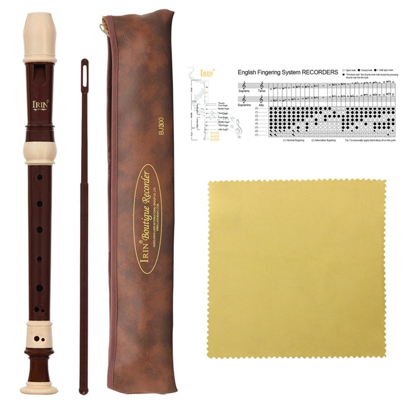 Irin-Grabadora de clarinete Soprano Abs, flauta larga, grabadora barroca, Accesorios para Instrumentos Musicales de huellas para principiantes (café): Default Title