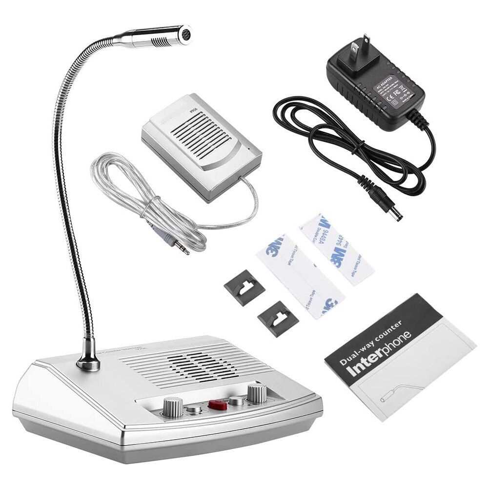 Dual Way Talk Through Glass Counter Intercom System Window Microphone Intercom Speaker