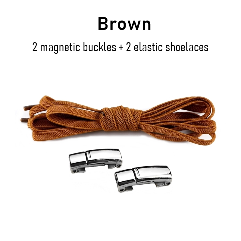1 para sznurowadła magnetyczne trampki elastyczne sznurówki metalowy zamek leniwe sznurowadła dla dzieci i dorosłych rozmiar uniwersalny but: Brown