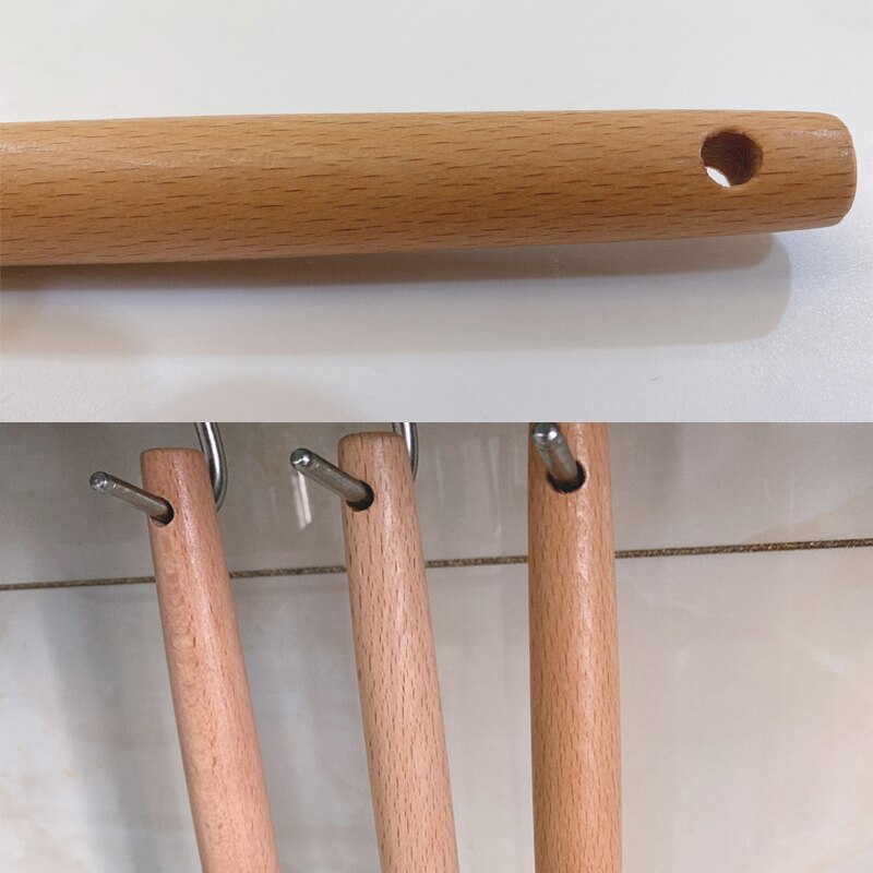 Cuchara de silicona antiadherente para el hogar, utensilios de cocina resistentes al calor con mango de madera, cucharas para sopa, arroz, leche, utensilios para hornear