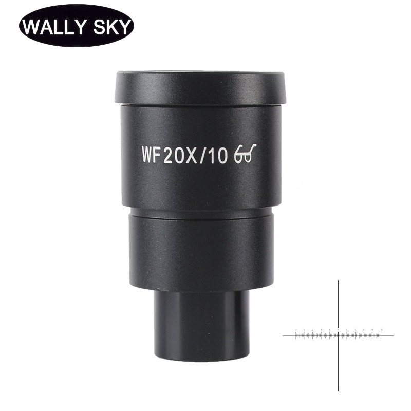 WF20X Stereo Microscope Eyepiece High Eye-point Wide Field Optical Eyepiece Ocular Lens with Reticle Scale Diameter 30/30.5 mm