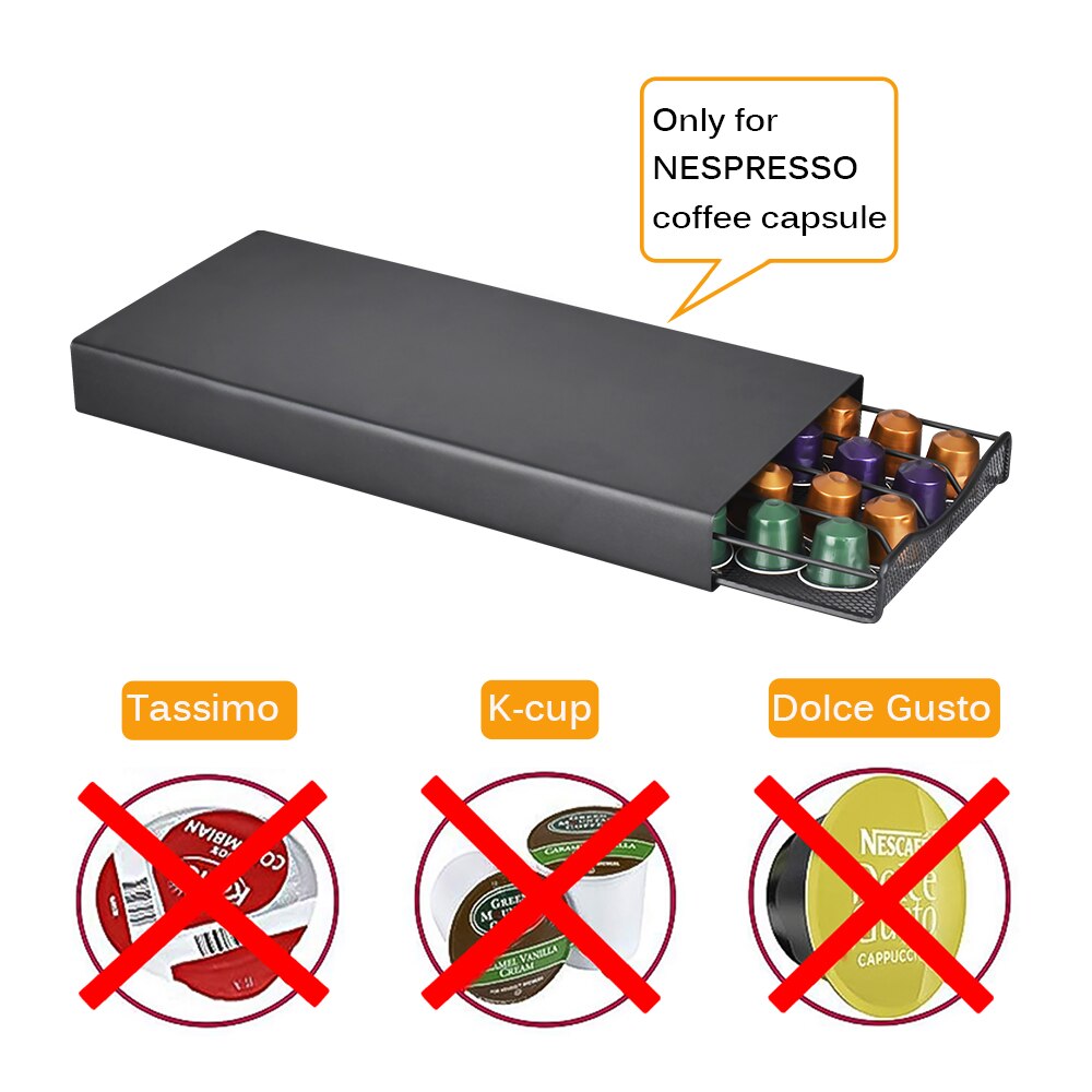 Porte-capsules café Nespresso tiroir support métal inox boite de rangement capsule de café porte dosette de café tiroir de rangement