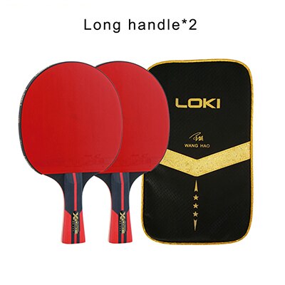 Loki 2 pces x3 conjunto de raquete de tênis de mesa lâmina carbonizada com espinhas em borracha leve treinamento ping pong paddle bat com saco: 2pcs FL Long handle