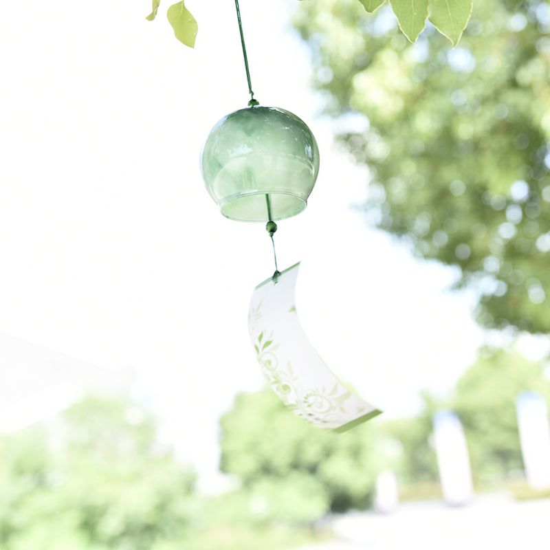Brand Japanese Style Glass Wind Chimes Hanging Craft Wind Bell Sakura Cherry Blossom Pattern Home Decor dbdz