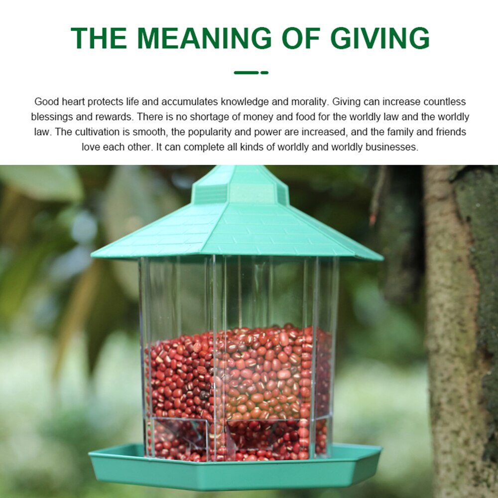 Gazebo colgante impermeable para pájaros salvajes, alimentador para exteriores, contenedor con cuerda colgante, tipo casa de alimentación, decoración, aviario,
