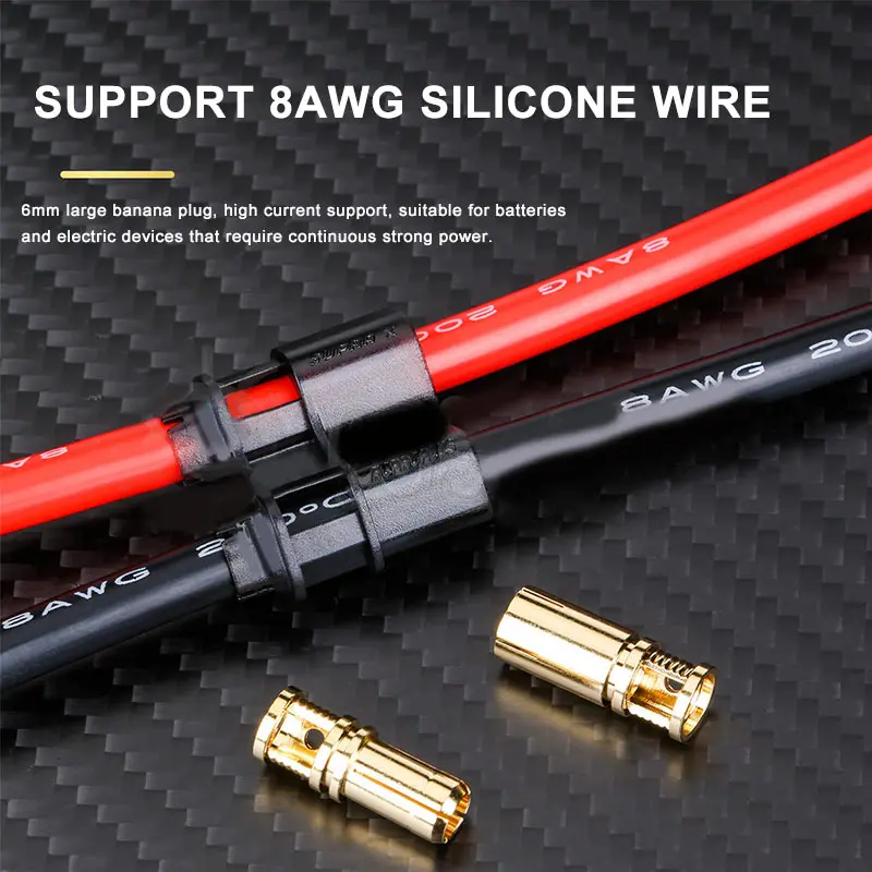 200A REB 6808 PRO D6 Gold-plated Plug 6mm Electric Vehicle Lithium Battery Connector Female No Soldering Required Banana Socket