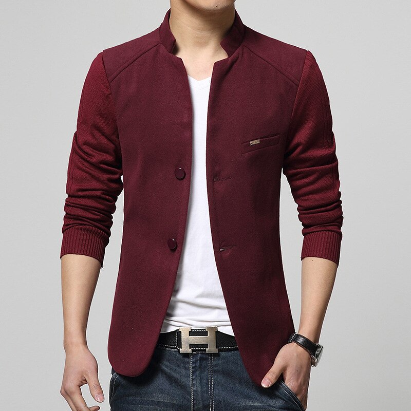 Herr kavaj patchwork kostymer för män topp röda kavajer slim fit ylle ytterkläder kappa kostym homme blazer herr