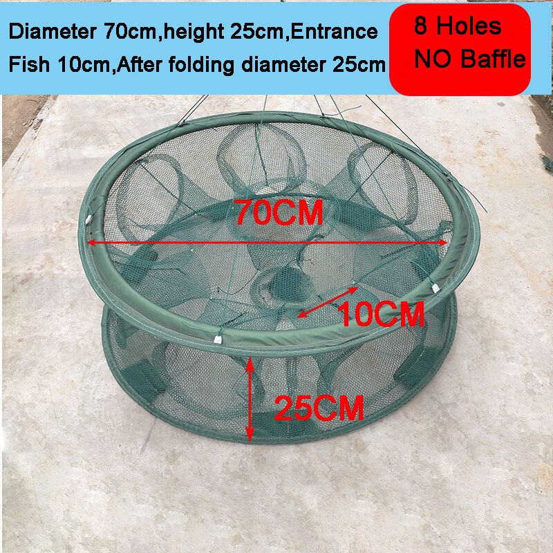 Automatic Fishing Net Trap Cage Foldable Round Shape Fishing Network Shrimp Cast For Crabs Crayfish catcher Dip Fishing Cage: Type B 8 Holes