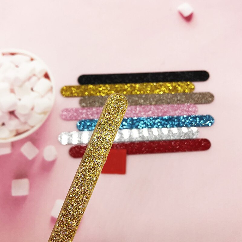 10pcs Acrylic Ice Cream Sticks Popsicle Stick Kids DIY Ice Cream Sticks Crafts Popsicle Stick Mould 11.3x1cm 10pcs: Gold