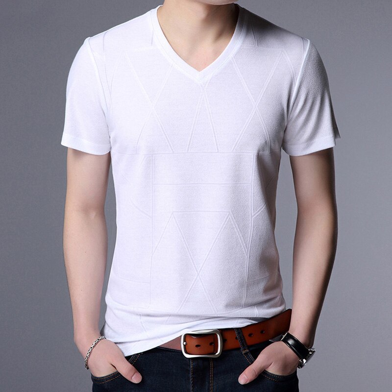 Liseaven herre t-shirts v-hals kortærmet t-shirt sommer t-shirt herre slim fit t-shirt