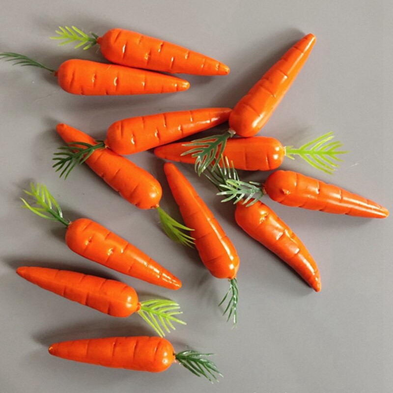 10 Uds Mini zanahoria Artificial plástico Flor de PE frutas y verduras boda simulación decoración