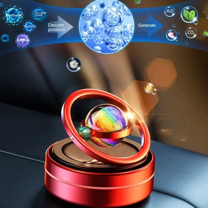 Ambientadores portátiles para coche, difusor de Perfume, doble anillo, rotación automática, Solar, Mini, cinético, aromaterapia para habitación, ambientador para coche