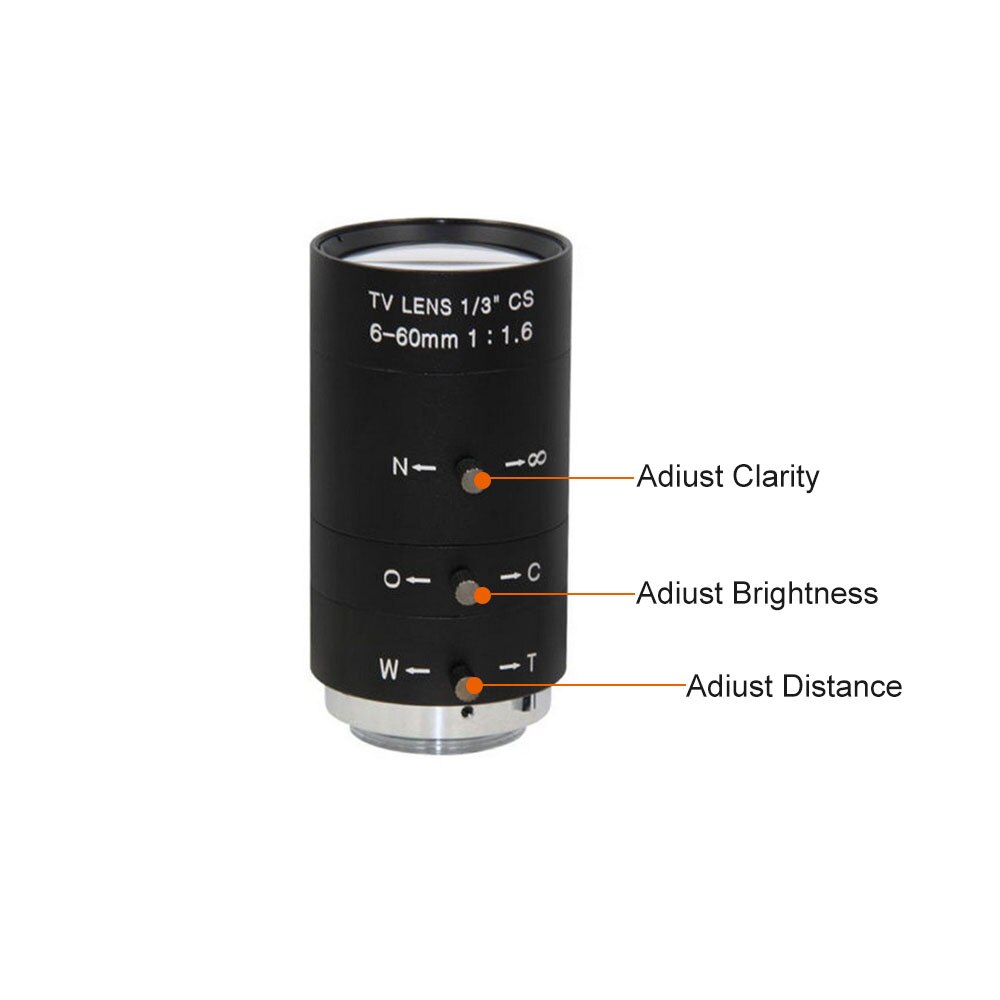 CCTV video lens 6-60mm CS C Mount Lens Manual IRIS ZOOM Varifocal F1.6 for CCTV Camera Industrial Microscope