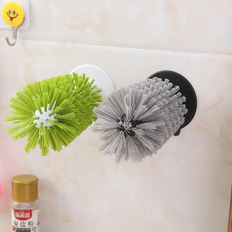 Sink Suction Cup Base Cleaning Brush Bottle Glass Wine Cup Brush Kitchen Cleaning Antibacteri kitchen utensil