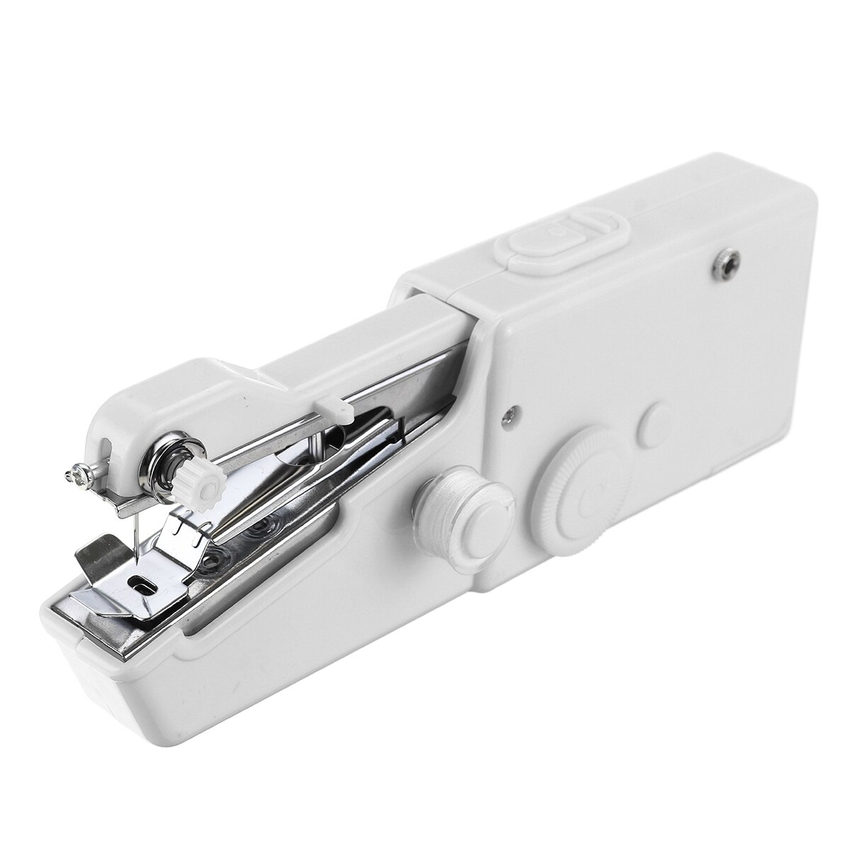 Portable Handheld Sewing Machine Quick Stitch Sew Needlework Electric Cordless Clothes Fabrics Mini Sewing Machine Sewing Kits: White