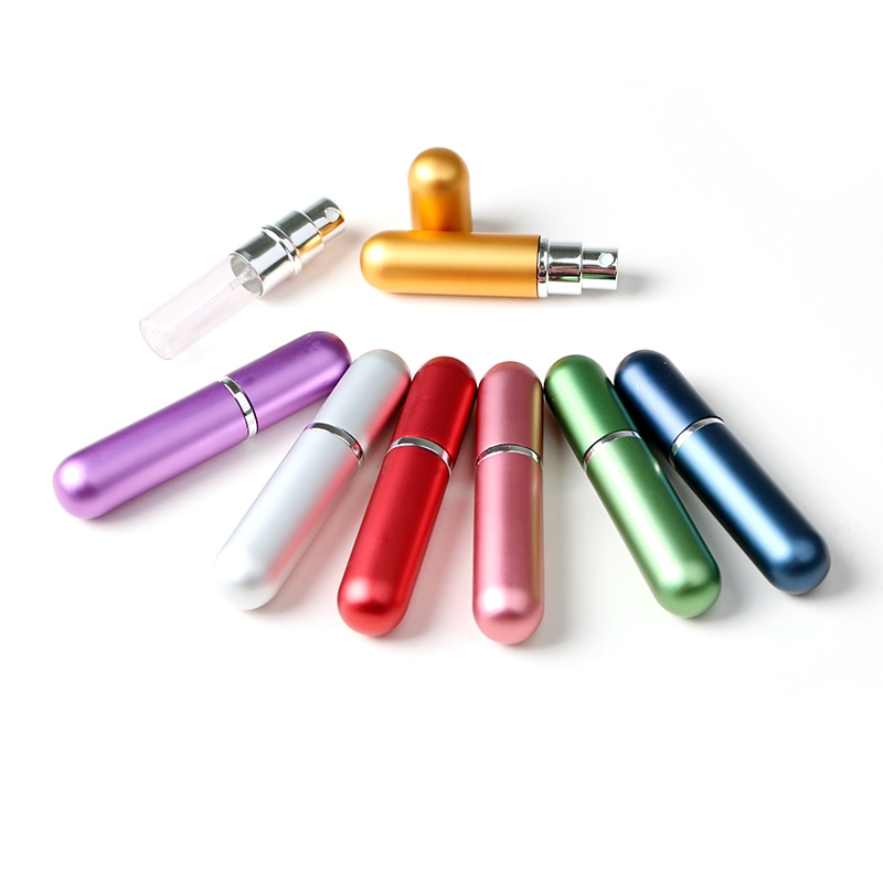 5ml 3ml Mini Efillable Perfume Bottle Metallic Spray Press Bottle Travel Portable Aluminum Perfume Atomizer Cosmetic Container