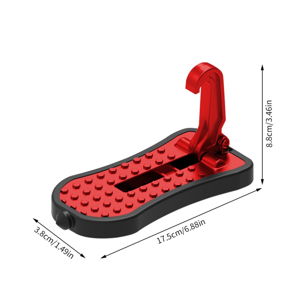 Universal Foldable Car Door Step Pedal Portable Space Saving Car Latch Hook Doorstep Aluminum Alloy Roof Rack Foot Pedal Ladder: Red Full Cover