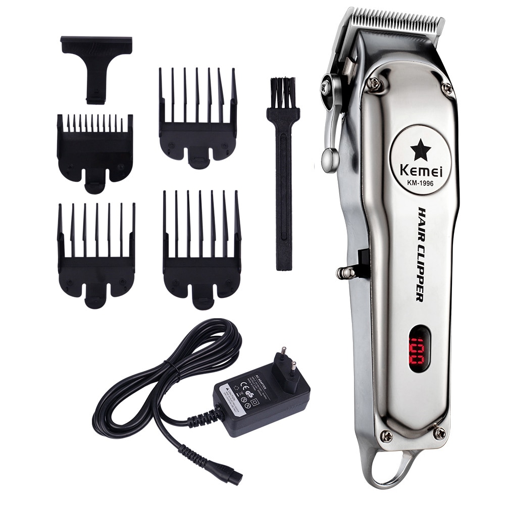 Kemei KM-1996 Professionele Elektrische Tondeuse Oplaadbare Alle Metalen Elektrische Tondeuse Mannen Baard Trimmer Kapsel Machine: no box / uk plug