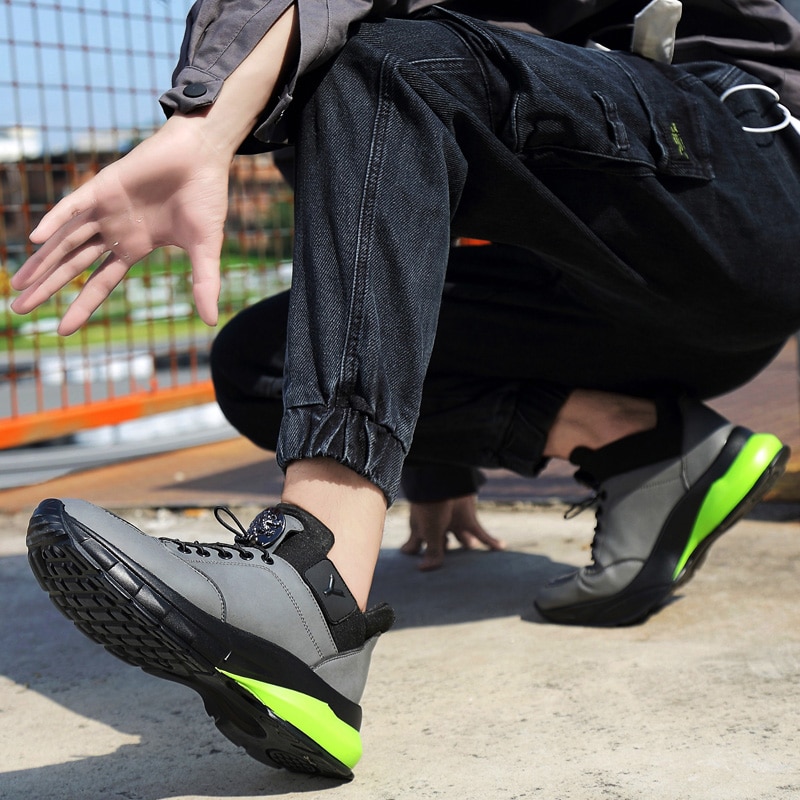 Trend efterår vinter løbesko lædersømme sportssko komfortable mænd sneakers zapatillas atletiske sneakers