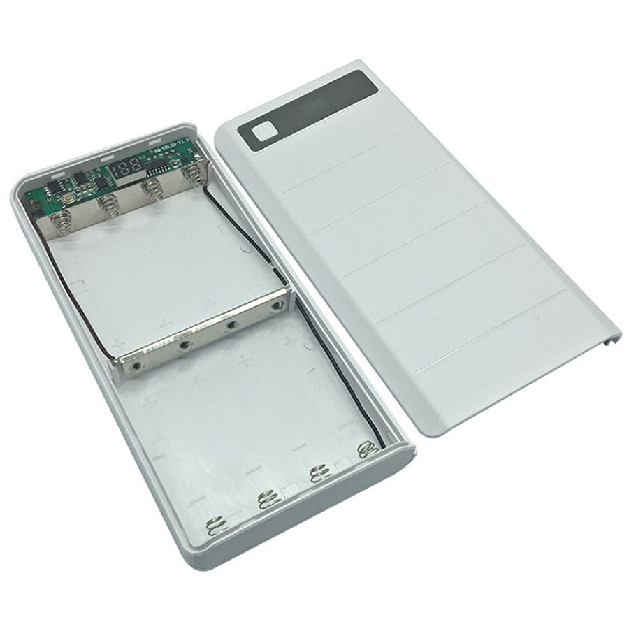 Diy 8 batterijlader powerbank box plastic behuizing type 18650 micro dubbele usb-poort display powerbank box zonder batterij: Wit