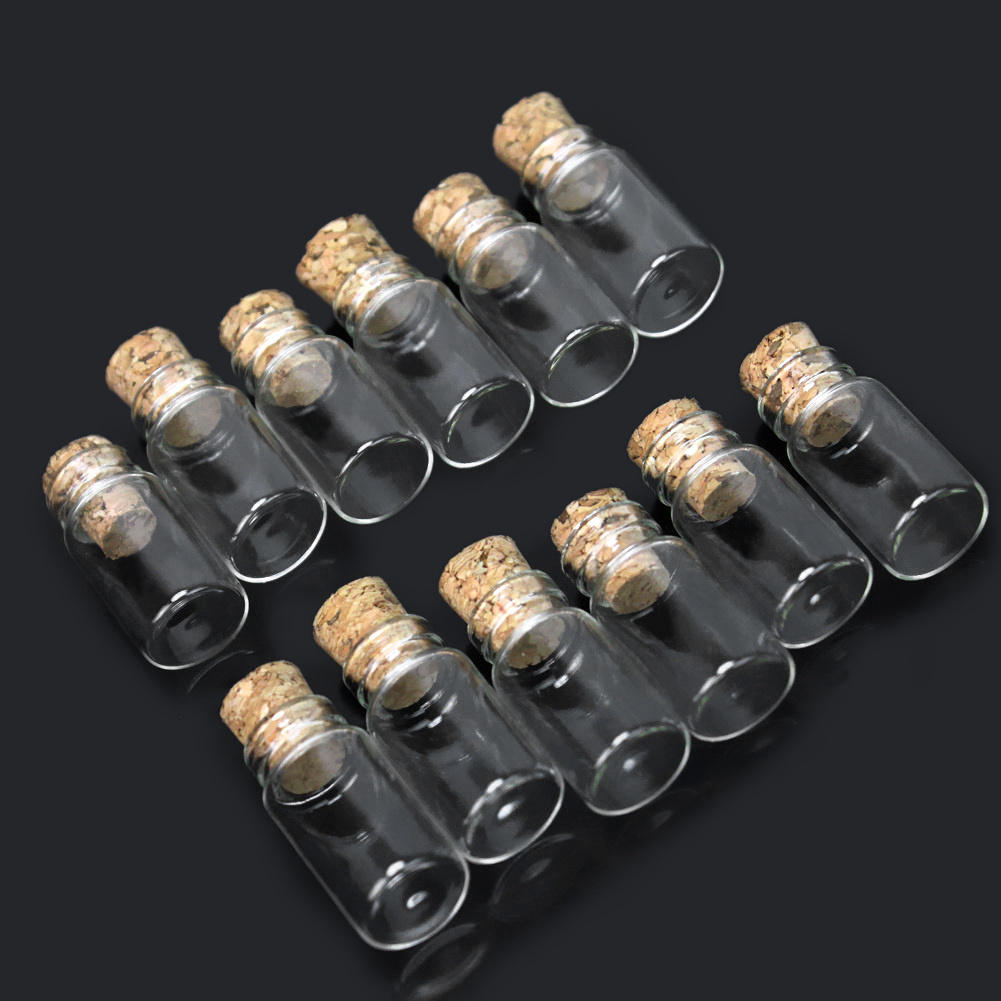 Mini botellas de cristal con tapón de corcho transparente, 10 Uds., viales contenedores pequeños, mensajes, bodas, deseos, joyería de recuerdo