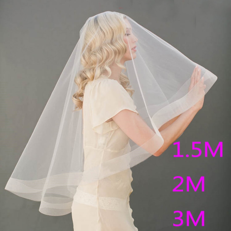 Veu de Noiva mariée valse voile 150 CM 200 CM 300 CM une couche Tulle Long Mariage voile Mariage mariée femmes pas cher accessoires de Mariage