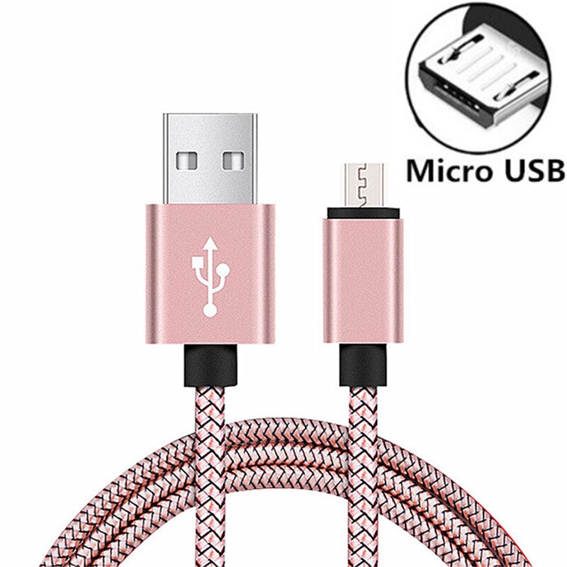 2M Micro USB Cable Fast Charger for Samsung S7 Edge Xiaomi Huawei Android Mobile Phone USB Data Cable Tablet USB Charging Cord: Pink / 3m