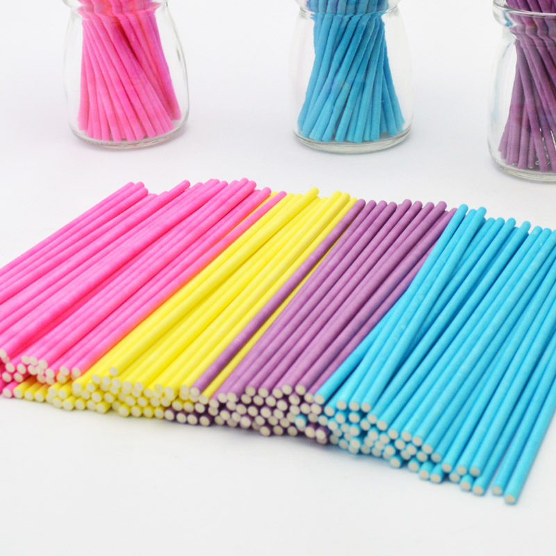 100 stks Kleurrijke Lollipop Stok 15 CM Papen Cake Pop Sticks Voor Lollypop Snoep Chocolade Suiker Knuppel Pole Handvat staaf E020