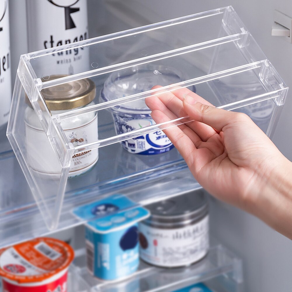 Transparant monteren koelkast plankverdeler ruimtebesparend rek koelkastopslag koelkastverdeler standaard keukenorganizer