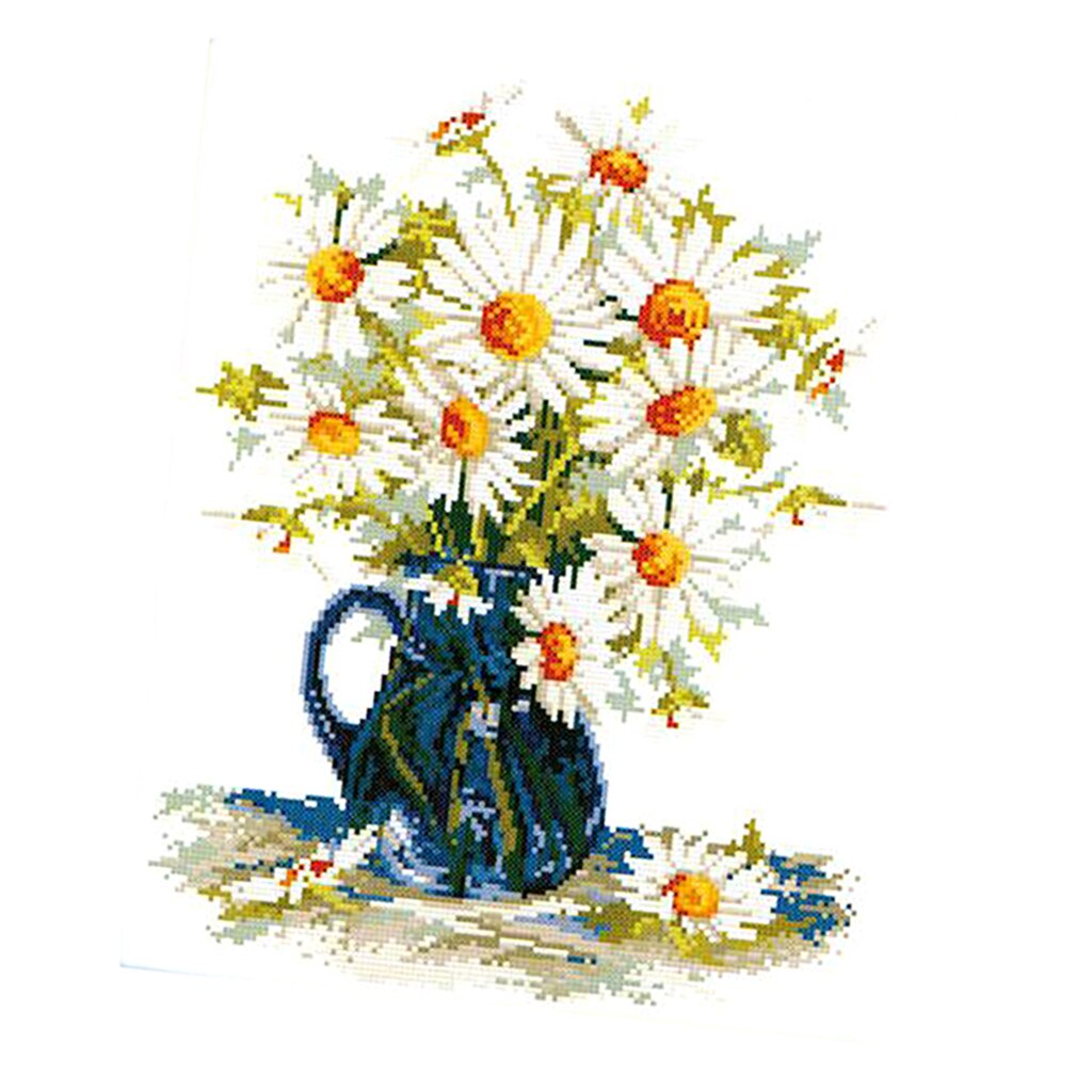 Daisy Flower Cross Stitch Kits for Beginner DIY Art Embroidery Works