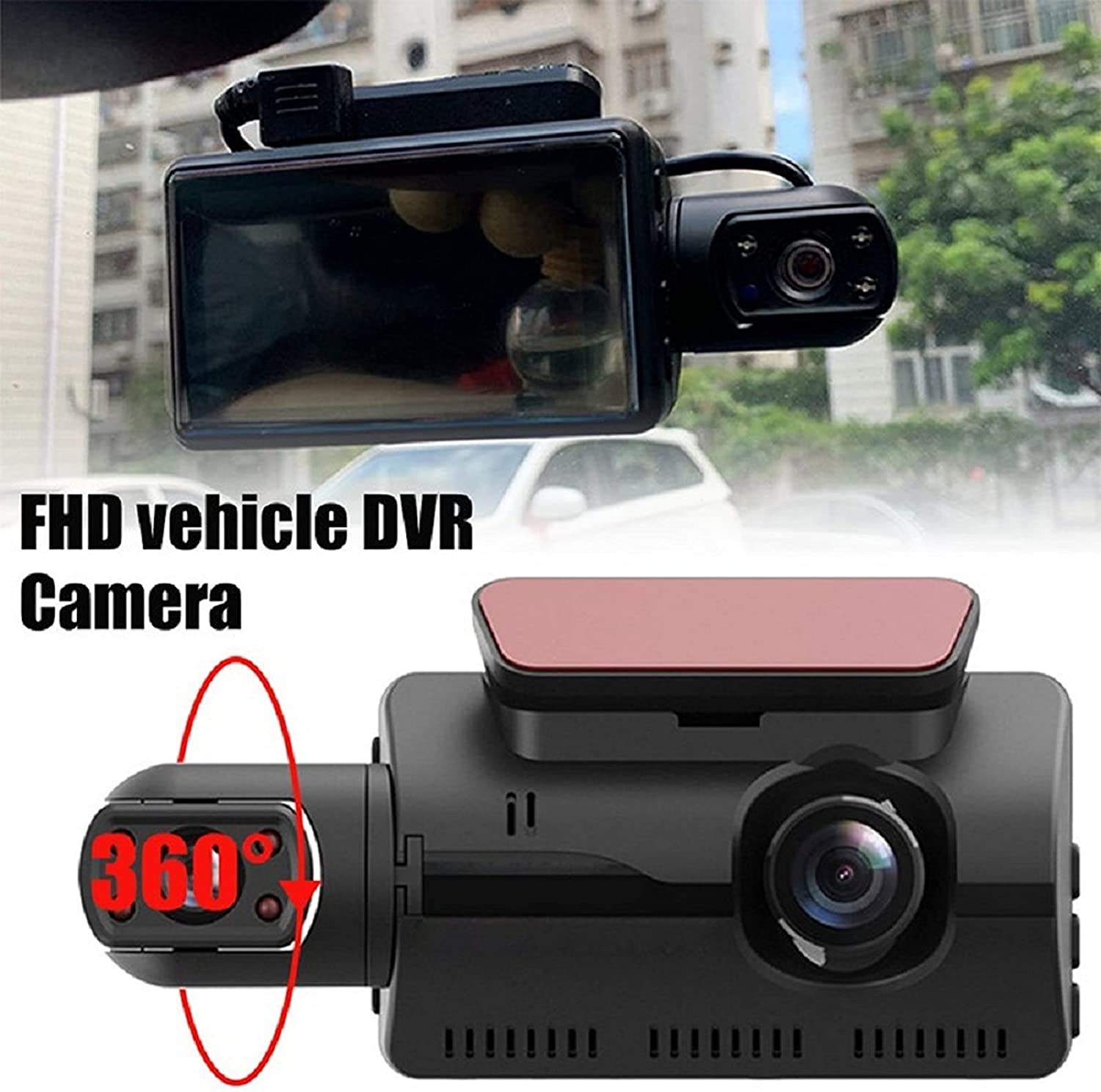 3 Inch Dash Cam Dual Lens Auto Dvr Video Recorder Auto Dash Camera Met Nachtzicht G-Sensor 1080P Voor En Binnen Camera